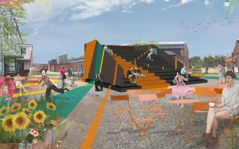 Fotomontage/skiss på torget Innovatum.